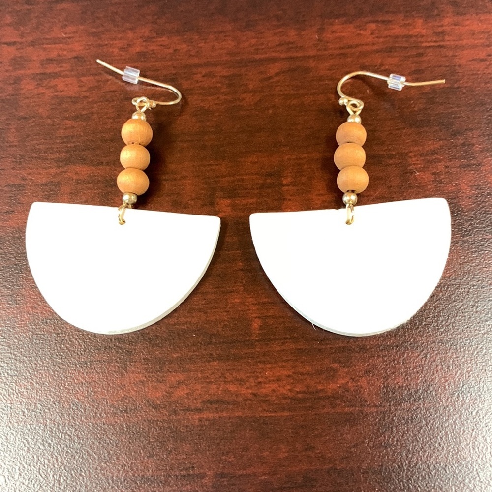Half Moon Leather Earrings - Picture 6 of 7